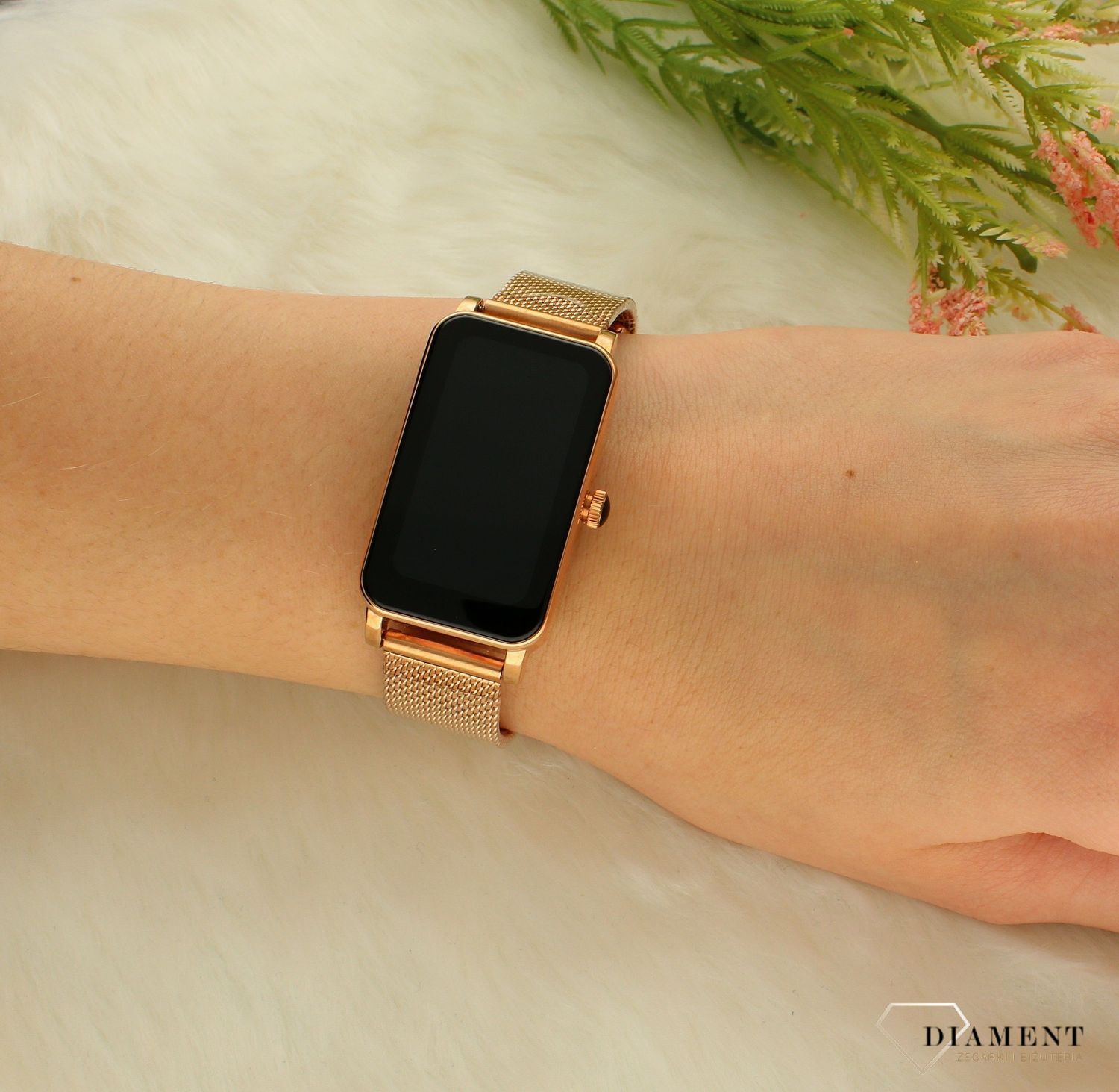 Zegarek Smartwatch damski na bransolecie Hagen Rose Gold HC1.jpg